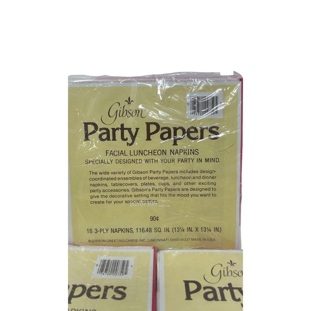 Vintage Gibson Party Papers Heart Napkins 4 Packs Red‎ White Valentines Day USA